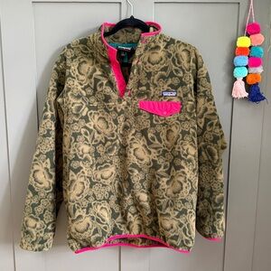 Patagonia Womens Synchilla Snap Pullover Jacket Large Green Fall 2015 Coat